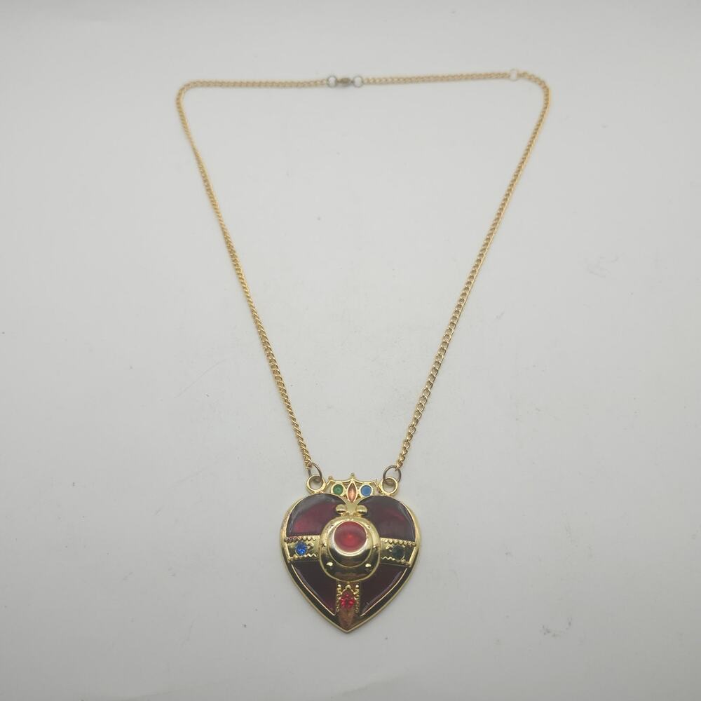 Sailor Moon Cosmic Heart Style Heavy Die Cast Pendant Necklace Gold Tone Anime